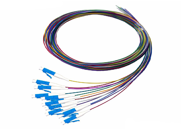 900μm 12 Colored LC/UPC Simglemode Fiber Optical Pigtail, OS2 LSZH Jacket, 1m